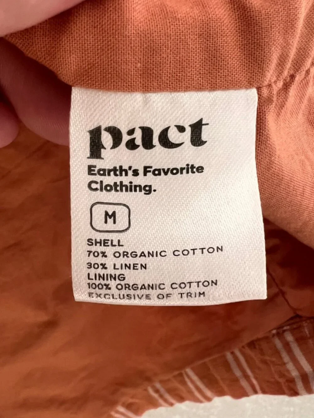 Pact Women’s Terracotta Striped Linen Cotton Tank & Shorts Set Size Medium